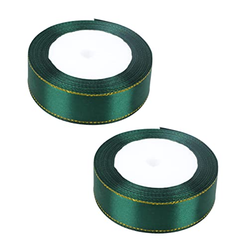 Veemoon 2 Rollen Doppelte Geschenkband Breit Dunkelgrün mit Goldener Dekoratives Satinband für DIY Basteln Geschenkverpackung Hochzeit Partydekoration Veemoon 2 Rollen Doppelte Geschenkband Breit Dunkelgrün mit Goldener Dekoratives Satinband für DIY Basteln Geschenkverpackung Hochzeit Partydekoration von Veemoon