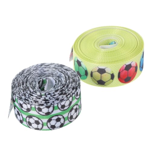 Veemoon 2 Rollen Fußball Dekoband Ripsband für Geschenkverpackung Bastelbedarf DIY Geschenkband Partydeko von Veemoon