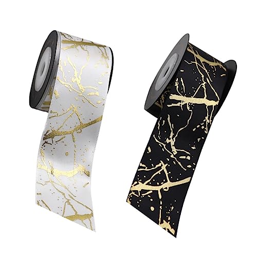 Veemoon 2 Rollen Geschenkband Goldprägung Breit Yards aus Polyester Verpackungsband mit dekorativer Heißprägung für Geschenkverpackung DIY Schleifen Blumensträuße Party Festdekoration Veemoon 2 Rollen Geschenkband Goldprägung Breit Yards aus Polyester Verpackungsband mit dekorativer Heißprägung für Geschenkverpackung DIY Schleifen Blumensträuße Party Festdekoration von Veemoon