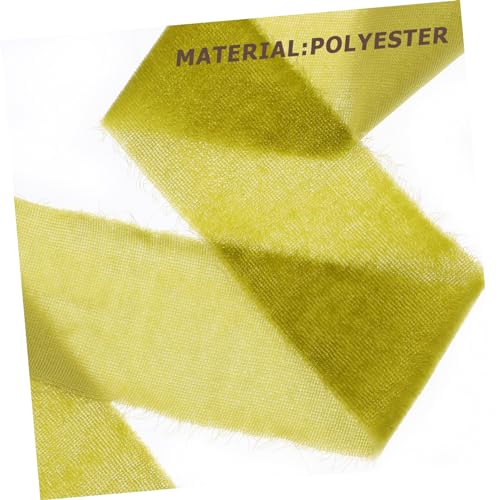 Veemoon 2 Rollen Geschenkband Polyester Satinband Vintage Stil pro Vielseitig Verwendbar für Geschenkverpackung Hochzeitsdekoration Bastelarbeiten Handgerissenes Samtband in Herbstgelb von Veemoon