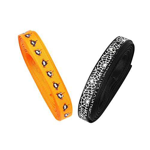 Veemoon 2 Rollen Halloween Geschenkband Mit Spinnen- Und Spinnennetzdesign - Ideal Für Bastelarbeiten Und Dekoration Bei Halloween Feiern 25 Mm x 5 m Gruselige Deko Für Fest von Veemoon