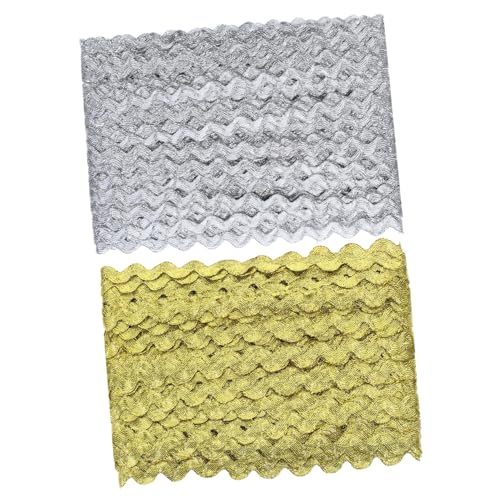 Veemoon 2 Rollen Metallic Wave Braid Trim DIY Basteln Stoffverzierung für Kleidung Gardinen Nähzubehör Gold Silber Glänzend Langlebig Veemoon 2 Rollen Metallic Wave Braid Trim DIY Basteln Stoffverzierung für Kleidung Gardinen Nähzubehör Gold Silber Glänzend Langlebig von Veemoon