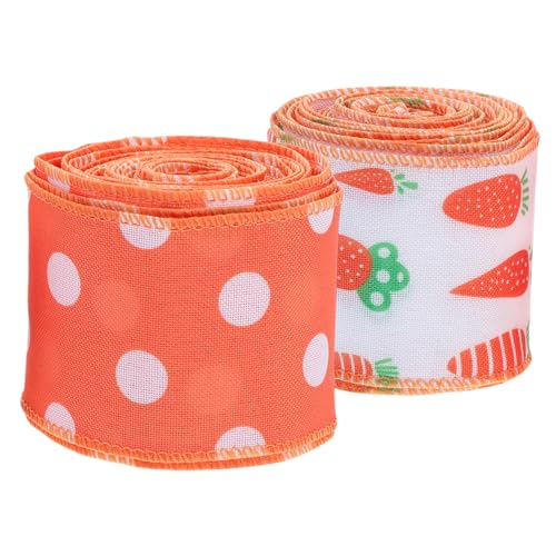 Veemoon 2 Rollen Osterband Handwerksband Geschenkpackungszubehör Geschenkband zum Verpacken von Geschenken Mesh-Stoffband ostern kunsthandwerk band Geschenkband zu Ostern Polyester von Veemoon