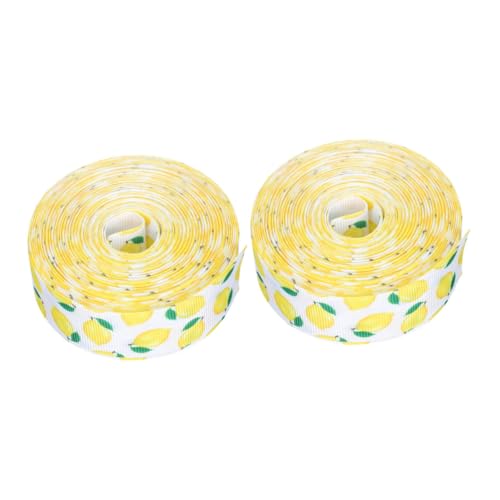 Veemoon 2 Rollen Zitronen Polyester Dekorband mit Fruchtmuster Vielseitiges Geschenkband für Wreath Making DIY Schleifen Geburtstags Sommerparty-dekoration von Veemoon