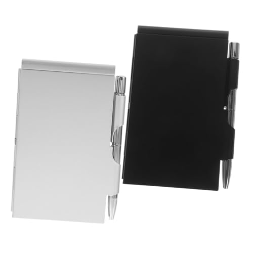 Veemoon 2 Sätze Aluminiumlegierung Mini Notizblock mit Stifthalter Tragbares Kleines Notizbuch mit Abtrennbaren Blättern Langlebig Geeignet für Büro und Unterwegs Schwarz und Silber Veemoon 2 Sätze Aluminiumlegierung Mini Notizblock mit Stifthalter Tragbares Kleines Notizbuch mit Abtrennbaren Blättern Langlebig Geeignet für Büro und Unterwegs Schwarz und Silber von Veemoon