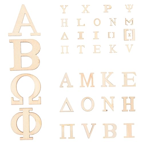 Veemoon 2 Sätze Holzbuchstaben Set Unlackierte Griechische Buchstaben Für Bastelprojekte Diy Holzbuchstaben Zum Dekorieren Für Und Feste 72 Stück * 2 von Veemoon