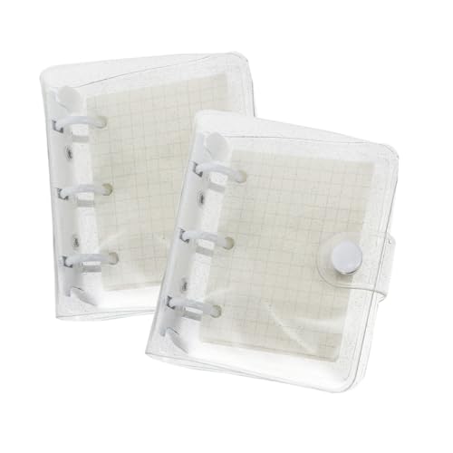 Veemoon 2 Sätze Mini PVC Aktenschoner Notizbuch Teilig Tragbare Transparente Notizblöcke mit Karopapier und PVC Taschen für Schule und Zuhause für Persönliche Notizen und DIY Projekte von Veemoon
