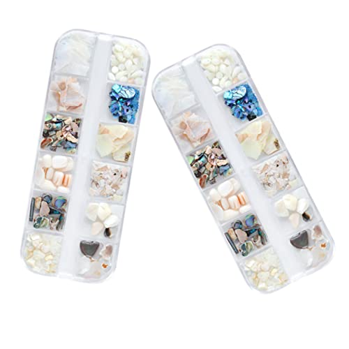 Veemoon 2 Sätze Natürliche Nagel Deko Muschelsplitter Langlebige Maniküre Accessoires für Kreative Nail Art Leichte Shell Flakes für DIY Nagelverzierung Geeignet für Damen von Veemoon