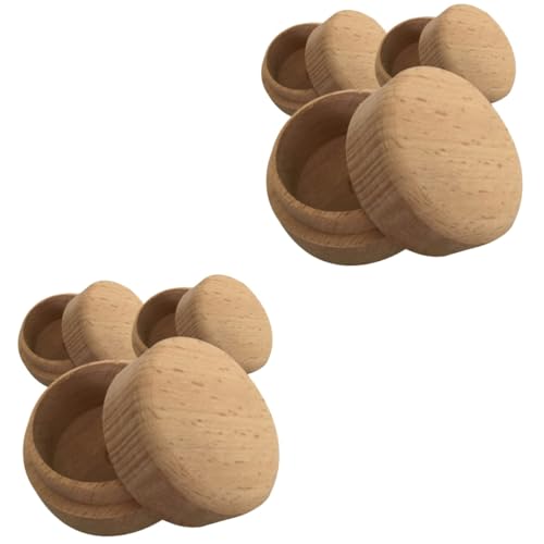 Veemoon 2 Sätze Schmuckschatulle Aus Holz Behälter Mit Deckel Container Schmuck Organizer Hochzeit Ringe Aufbewahrung Ring Holder Für Schmuck Natürliches Holz 3 Stück * 2 von Veemoon