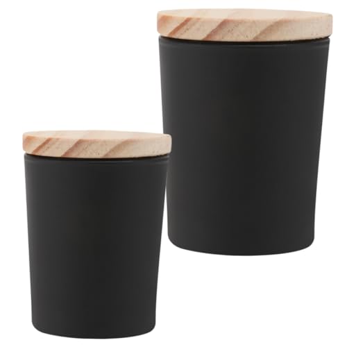 Veemoon 2 Sätze Teiliges Duftkerzen glasbehälter mit Holzdeckel Matte Schwarze Aromatherapie kerzendosen Hitzebeständige Langlebige Glas Holz teelichthalter für DIY Kerzenherstellung Veemoon 2 Sätze Teiliges Duftkerzen glasbehälter mit Holzdeckel Matte Schwarze Aromatherapie kerzendosen Hitzebeständige Langlebige Glas Holz teelichthalter für DIY Kerzenherstellung von Veemoon