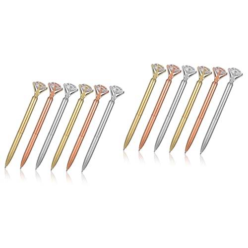Veemoon 2 Sätze Teiliges Metallischer Kugelschreiber Mit Diamantform Elegante Schreibstifte Silber Gold Und Roségold Glattes Schreiben Stilvolles Büro Und Unterschriftszubehör 6 Stück * 2 Veemoon 2 Sätze Teiliges Metallischer Kugelschreiber Mit Diamantform Elegante Schreibstifte Silber Gold Und Roségold Glattes Schreiben Stilvolles Büro Und Unterschriftszubehör 6 Stück * 2 von Veemoon