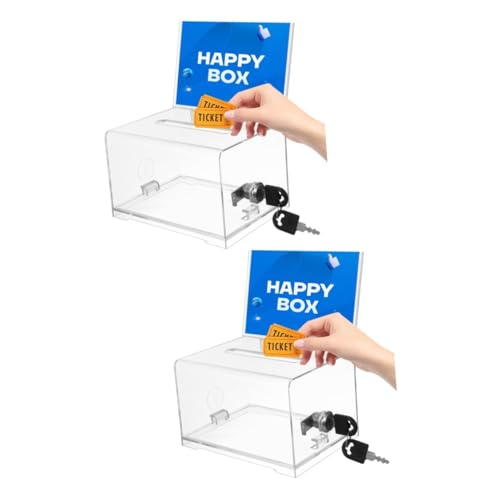 Veemoon 2 Stück Acrylbox mit Schloss und Schlitz Transparente Spenden und Kartenbox für Visitenkarten für Vereine Messen und Veranstaltungen Inklusive Schlüssel Langlebig und Robust von Veemoon