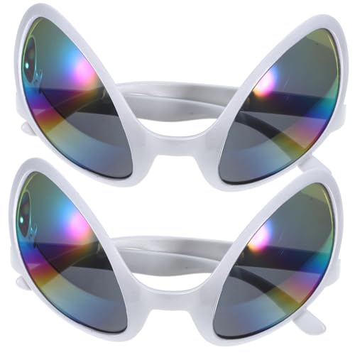 Veemoon 2 Stück Alien Brille Silber – Neuheit Sonnenbrille Für Erwachsene - Perfekt Als Kostümzubehör Für Halloween - Karneval Und Partys Ideal Für Und Gäste von Veemoon