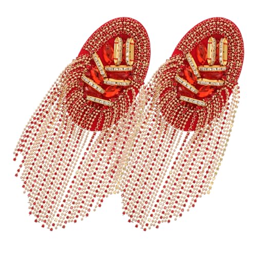 Veemoon 2 Stück Beaded Fransen Schulterabzeichen für Jacken Dekorative Patches für Männer und Frauen für Kostüme und Bühnenoutfits von Veemoon