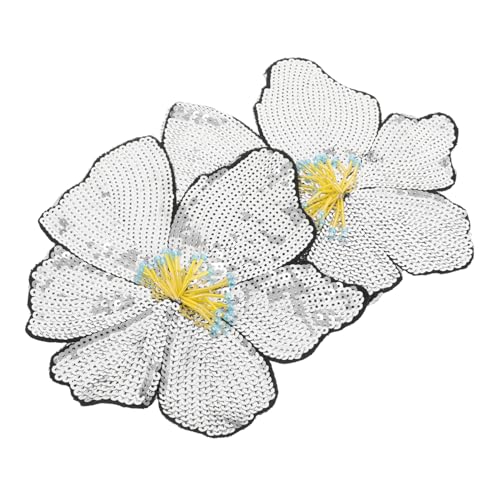 Veemoon 2 Stück Bestickte Pailletten Perlenblumen Patches Verzierungen für Nähprojekte und Taschen von Veemoon