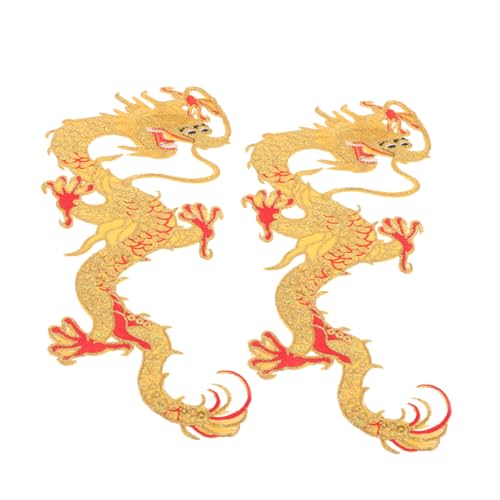 Veemoon 2 Stück Chinesische Drachen Bügelbilder Stickerei Patches zum Aufnähen und Reparieren Strapazierfähige Kleidung Dekoration für Kleidung und Accessoires von Veemoon