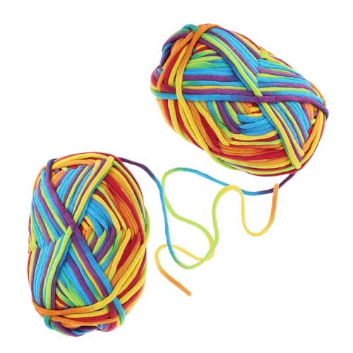 Veemoon 2 Stück DIY Baumwollgarn Häkelgarn Dickes Garn Weiches Baumwollgarn Zum Stricken Buntes Austauschbares Farbstoff Handgarn Strang Set Zum Herstellen Von Strickgarn Nylon von Veemoon