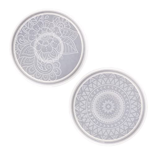 Veemoon 2 Stück DIY Silikonform für Untersetzer Runde Mandala Muster Epoxidharz Gießform für Kreative Tassenmatten und Handwerksprojekte von Veemoon