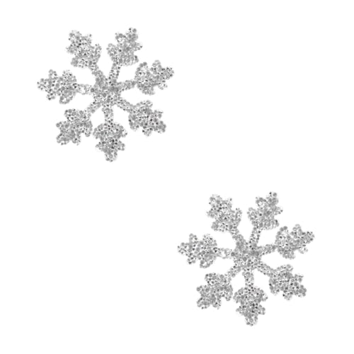 Veemoon 2 Stück Dekorative Aufkleber für Diamanten bestickt Strass-Aufkleber Patch Flecken kleiden Schneeflocke Bügelbild Strass-Schneeflocken-Applikationen Aufnäher für Jeans Harz Silber von Veemoon