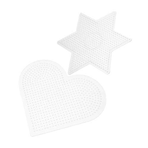Veemoon 2 Stück Diy Bügelperlen Pegboards Plastikvorlagen für Bastelprojekte Steckmuster mit Großen Hexagon und Herzformen von Veemoon