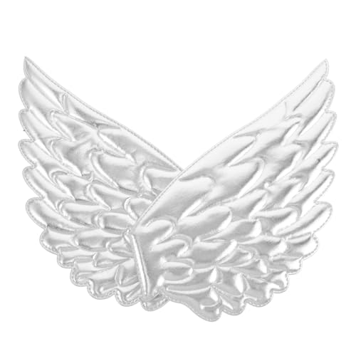 Veemoon 2 Stück Engelsflügel Zubehör geprägte Flügelkleidung Applikation Flügelflicken nähen dekorativer Aufnäher Flügel-Patches- Kleiderdekoration Schwamm Silver von Veemoon