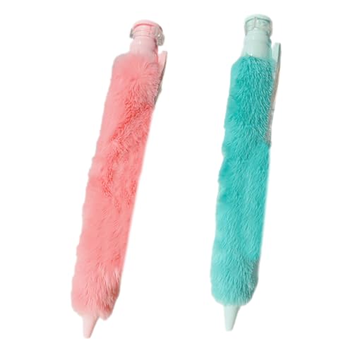 Veemoon 2 Stück Flauschige Kugelschreiber mit Schwarzer Weicher Plüschgriff Klickmechanismus Niedliche Tierdesigns Lustige Stifte für Mädchen für Schule Büro Party Goodie Bags von Veemoon