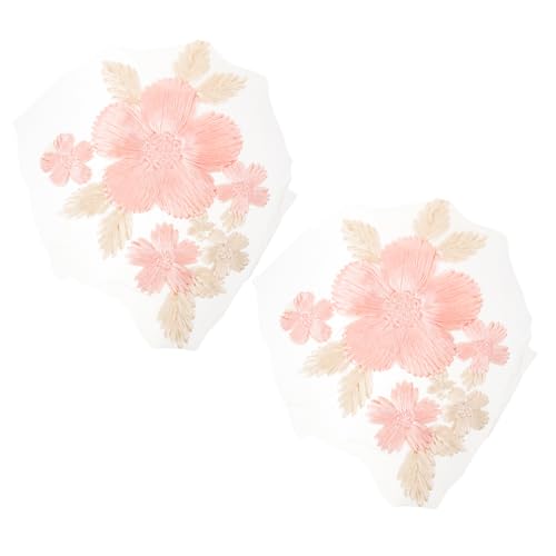 Veemoon 2 Stück Große Blumen Patches Spitze Bestickte Applikationen für DIY Kleidung Dekoration für Hochzeit und Brautmode für Kleidung Schuhe und Taschen von Veemoon