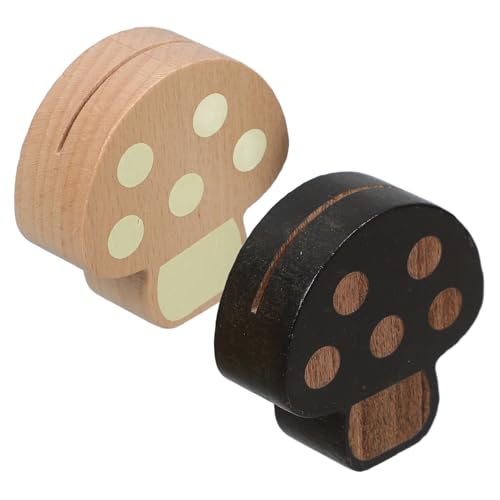 Veemoon 2 Stück Holz Memo Clip Niedlicher Pilz Fotohalter Nachhaltiger Kartenhalter Leicht Vielseitig für Tischdekoration Hochzeit Party Buffet Natürliche Farbmischung von Veemoon