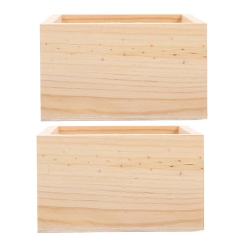 Veemoon 2 Stück Holz-Schreibtischbox Für Bürobedarf Bastel-Organizer Unlackierte Holz-Aufbewahrungsbox Dekorativer Kleinigkeiten-Organizer Sukkulenten-Blumentopf von Veemoon