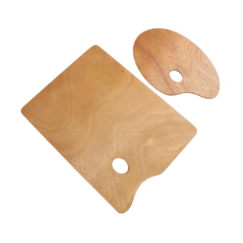 Veemoon 2 Stück Holzmalpalette mit Daumenloch Stabile Mischpalette für Acryl Öl Aquarellfarben Leichtes Langlebiges Malzubehör für Künstler und Praktische Farbmischung von Veemoon