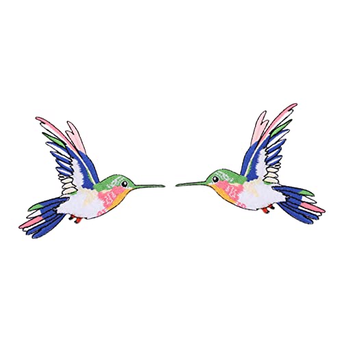 Veemoon 2 Stück Kolibri-patch Stoff Kleidung Karikatur Aufkleber Vogelapplikation Kleiden Nähen Summen Tiere Vogelflecken Exotisch Einfügen Sticken Bügelflicken Colorful Rayon von Veemoon