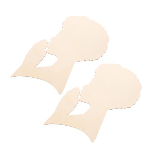 Veemoon 2 Stück Mädchen Holzhandwerk Holz-Graffiti-Material leere Holzspäne Holzleute Blankchen Graffiti-Personenausschnitte aus Holz leere Holzscheiben Holzbretter Graffiti-Zubehör Beige von Veemoon