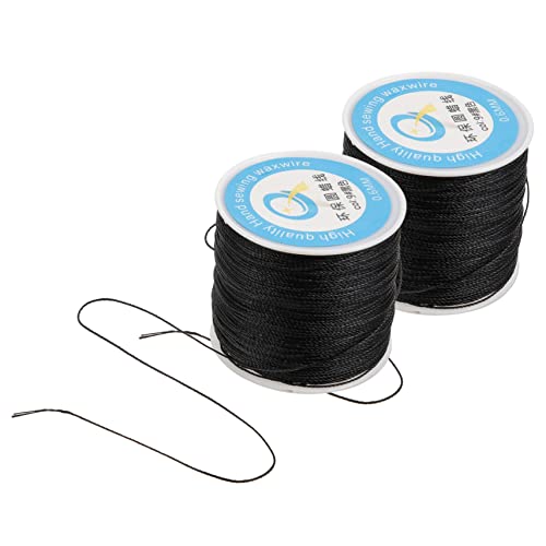 Veemoon 2 Stück Nähmaschine leathercrafting nähwerkzeug Lederzubehör Lederhandarbeit Lederaccessoires Faden zum Nähen gewachste Schnur Stickgarne Wachsnähgarn Nähenfaden Polyester Black von Veemoon