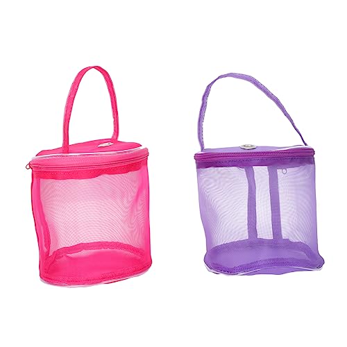 Veemoon 2 Stück Netztasche für Wollknäuel DIY Handarbeitswerkzeug Organizer für Strick und Häkelgarne Tragbare Aufbewahrungstasche Lila von Veemoon