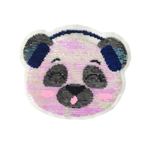 Veemoon 2 Stück Panda Aufnäher mit Wendbaren Farbwechsel perlen Bestickte für Kleidung Cartoon Ohrhörer Design Langlebig und Einfach zu Nähen Modische Tierapplikationen von Veemoon