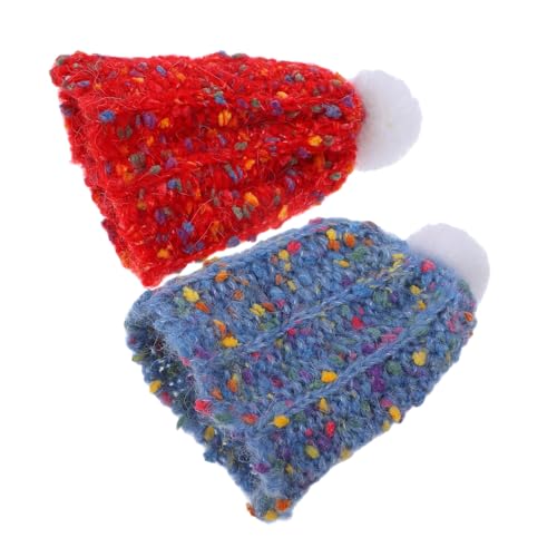 Veemoon 2 Stück Puppe Wollmütze Mini-hüte Kleine Strickmützen Süße Mütze Flauschiger Hut Mini-strickmütze Puppenzubehör Trägt Hut Kleine Strickmützen Zum Basteln Flauschige Mütze Garn von Veemoon