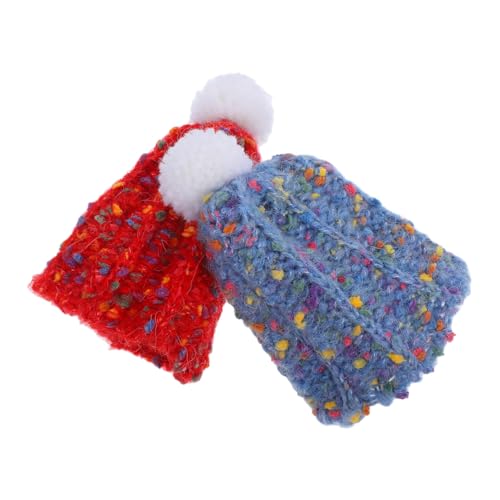 Veemoon 2 Stück Puppenwollmütze Winzige Strickmützen Mini Strickmütze Wollspielzeug DIY Bärenmütze Stricken Für Haustiere Und Puppen Winzige Strickmützen Zum Basteln Pelzmütze von Veemoon