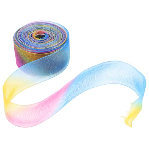Veemoon 2 Stück Regenbogen Farbverlaufsband Hochzeit Dekorative Bänder Geschenkband Festivalband Romantisches Band Verpackung Geschenkband Blumenband Polyester von Veemoon