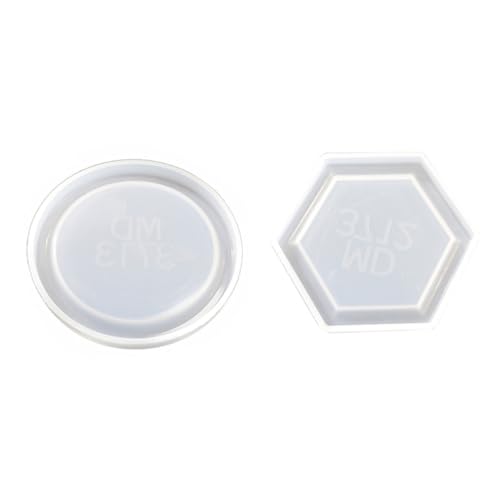 Veemoon 2 Stück Silikonform DIY Plate Mold Hexagon und Rund Silikon Tray Form für Epoxidharz Basteln Langlebig Leicht zu Reinigen Wiederverwendbar Geeignet für Kreatives Handwerk und von Veemoon