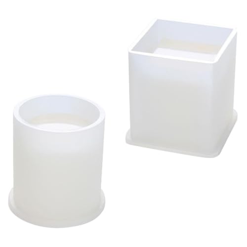 Veemoon 2 Stück Silikonform für DIY Epoxidharz Stifthalter Transparente Silikonformen mit Rundem und Quadratischem Design Pen Storage Holder Mold für Handicraft Making Langlebig und von Veemoon