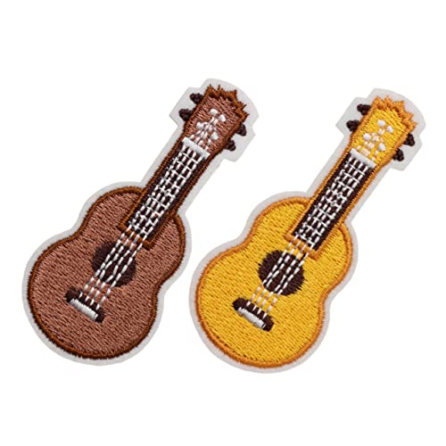 Veemoon 2 Stück Teiliges Bestickte Gitarren Patches zum Aufnähen Kreative Jeans Reparatur Applikationen Kleidung für Kostüme und Textilien Gelb Braun von Veemoon
