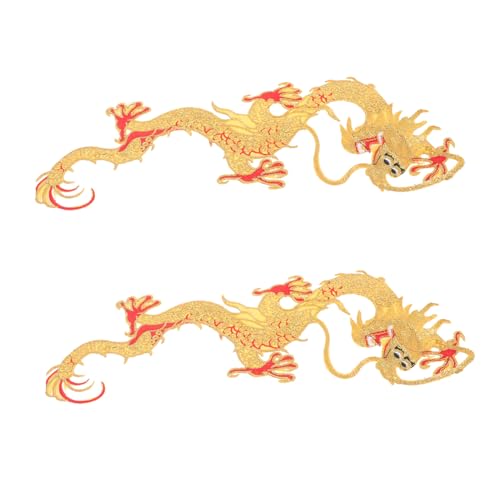 Veemoon 2 Stück Teiliges Chinesische Dragon Phoenix Stickerei Bügelbilder Langlebige DIY Aufnäher zum Aufnähen und Aufbügeln Verschleißfeste Stoffflicken für Kleidung Rucksäcke und Jacken von Veemoon