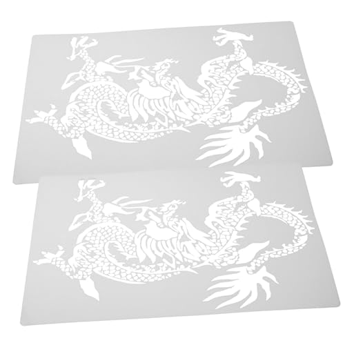 Veemoon 2 Stück Teiliges Dragon Stencil Malschablonen für DIY Malvorlagen Hohlraum Dragon Design Feinmotorik Hand Auge Koordination Leicht Tragbar von Veemoon
