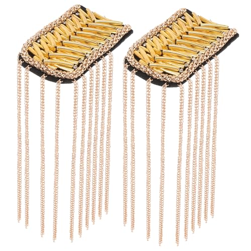 Veemoon 2 Stück Teiliges Schulterepaulettenset mit Goldfarbenen Strassquasten Modische Kettenapplikation Elegantes Kostüm accessoire für Hochzeiten Partys und Festliche Anlässe von Veemoon