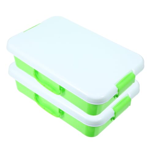 Veemoon 2 Stück Tragbare Sandkiste Sandkästen Tablett Tasche Sand-Kit für Sandkasten Spielzimmer- -Organizer Sandkasten im Freien Sandkasten mit Deckel Abs Grün von Veemoon