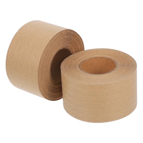 Veemoon 2 Stück Verstärktes Kraftband braunes Klebeband wasseraktiviertes Klebeband Klebestreifen Packband braunes Gummiband Pappband Verpackungsklebeband aus Papier Kraftpapier von Veemoon