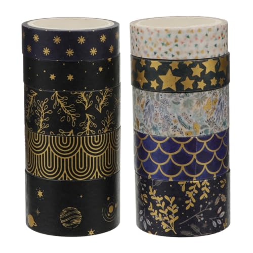 Veemoon 20 Rollen DIY Geschenkpapier Klebeband mit Goldstempel Dekoratives Washi Tape für Scrapbooking Basteln Geschenkverpackung und Notizbuchgestaltung von Veemoon