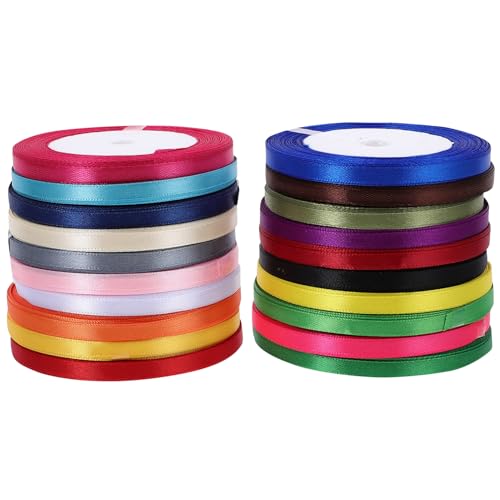 Veemoon 20 Rollen Festliche Rolle Geschenkband Bunten Farben DIY Satinband für Blumenverpackung Basteln Hochzeiten Partys und Dekorationen Breit Yards pro Rolle von Veemoon
