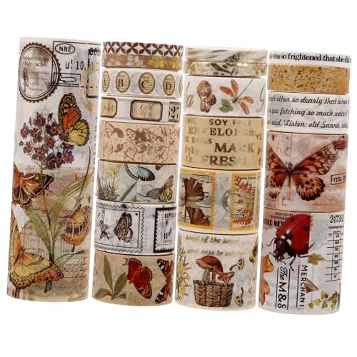 Veemoon 20 Rollen Vintage Washi Tape Scrapbook Klebeband Dekoratives DIY Bastelband für Planer Journal Geschenkverpackung Vielseitig Verwendbar Vintage Englisches Design von Veemoon
