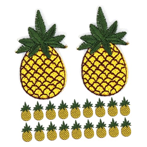 Veemoon 20 Stück Ananas -Stickerei tropische applikationen Fruchtpflaster nähen Hosen dekorative Patches Gehäkelter Obst-Aufnäher zum Aufnähen Stickerei-Ananas-Abzeichen Stickgarn von Veemoon